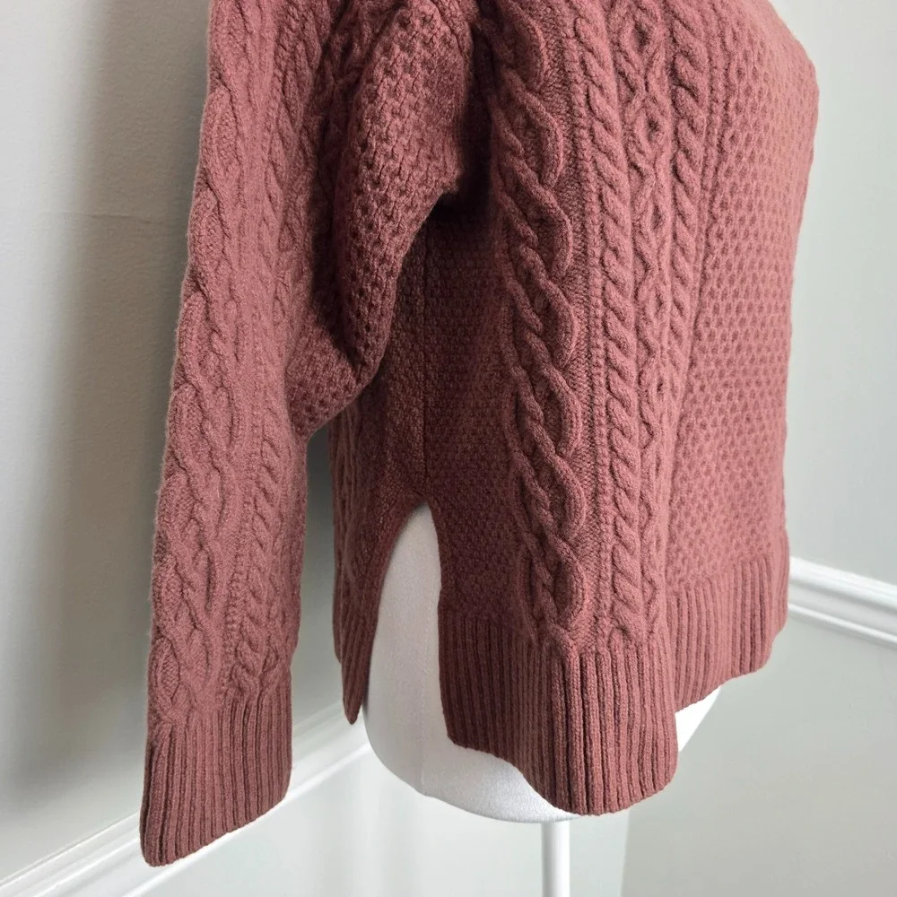 United Arrows Womens Cable Knit Hamilton 100% Lambswool Sweater Sz M Old Money